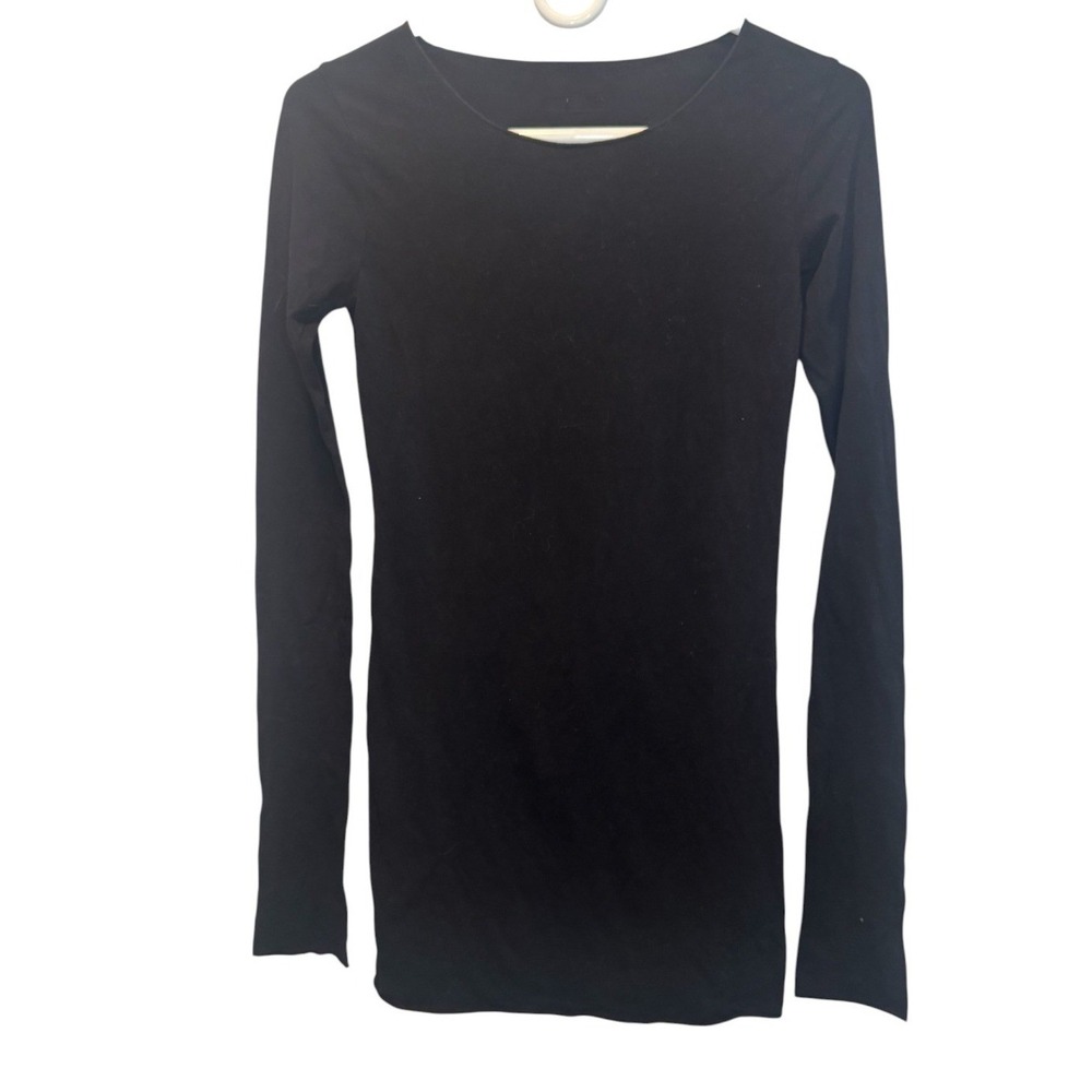 Hard Tail Forever Womens Knit Black Long Skinny Tee Crew Neck Slim Fit XS NEW